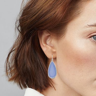 Nine West Silver Tone Blue Teardrop Earrings