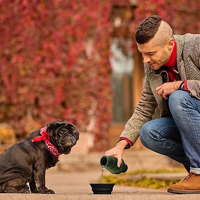 Precious Tails Pilot & Scout Feed N Sip Collapsible Travel Dog Bowl and Water Bottle
