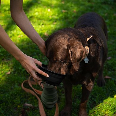 Precious Tails Pilot & Scout Feed N Sip Collapsible Travel Dog Bowl and Water Bottle
