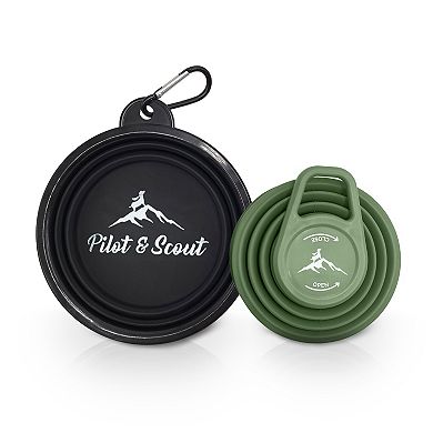 Precious Tails Pilot & Scout Feed N Sip Collapsible Travel Dog Bowl and Water Bottle