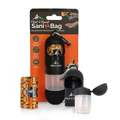 Precious Tails Pilot & Scout Sani N Bag Dog Waste Bag Dispenser with Built-In Hand Sanitizer Compartment