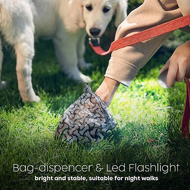 Precious Tails Flash N Bag Dog Waste Bag Dispenser with LED Flashlight
