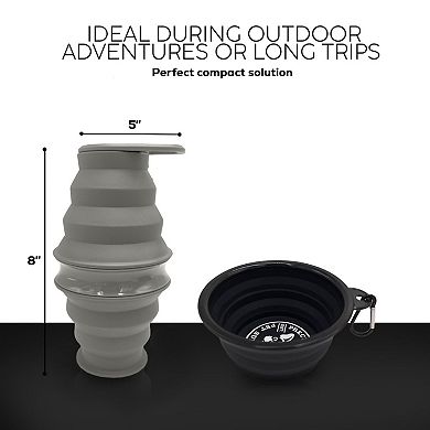 Precious Tails Feed N Sip 2-Piece Collapsible Dog Bowl & Water Bottle Set