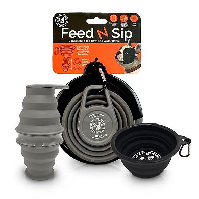 Precious Tails Feed N Sip 2-Piece Collapsible Dog Bowl & Water Bottle Set