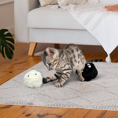 Precious Tails 3-Pack Chirp N Play Fluffy Interactive Cat Toy with Sound