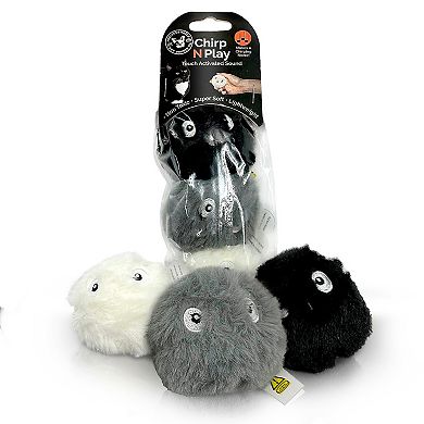 Precious Tails 3-Pack Chirp N Play Fluffy Interactive Cat Toy with Sound