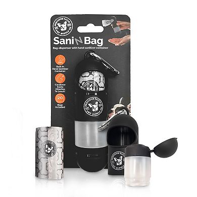 Precious Tails Sani N Bag Dog Waste Bag Dispenser with Built-In Hand Sanitizer Compartment