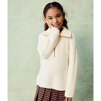 Girls 4-12 NEXT Ecru Cream Zip Neck Sweater