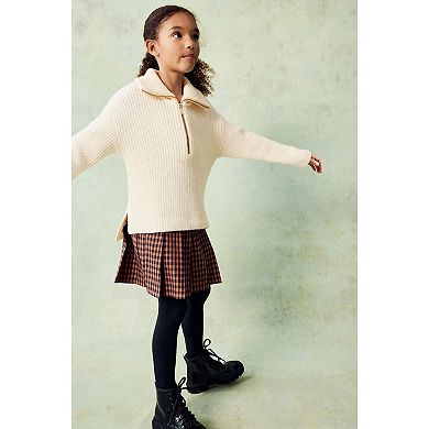 Girls 4-12 NEXT Ecru Cream Zip Neck Sweater