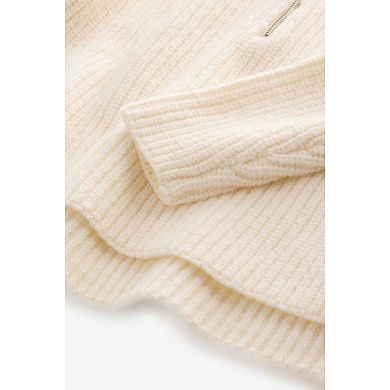 Girls 4-12 NEXT Ecru Cream Zip Neck Sweater