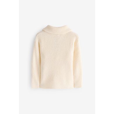Girls 4-12 NEXT Ecru Cream Zip Neck Sweater
