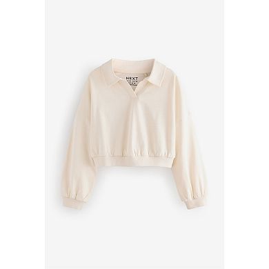 Girls 4-12 NEXT 100% Cotton Collared Boxy Sweatshirt