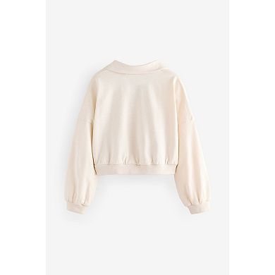 Girls 4-12 NEXT 100% Cotton Collared Boxy Sweatshirt