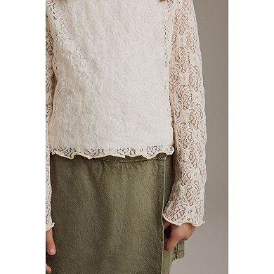 Girls 4-12 NEXT Cotton Lace Long Sleeve Top