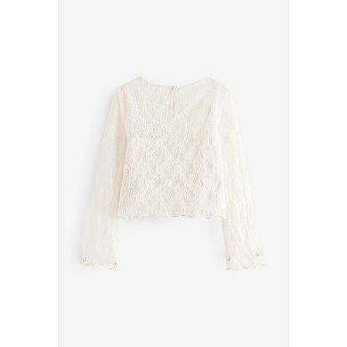 Girls 4-12 NEXT Cotton Lace Long Sleeve Top