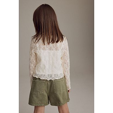 Girls 4-12 NEXT Cotton Lace Long Sleeve Top