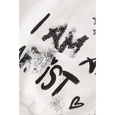 Girls 4-12 NEXT Creative Club Sequin Graffiti Cotton Sweatshirt