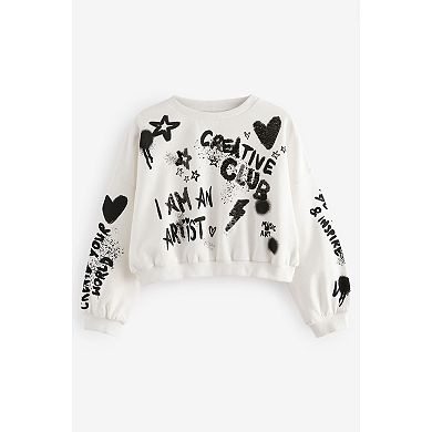 Girls 4-12 NEXT Creative Club Sequin Graffiti Cotton Sweatshirt