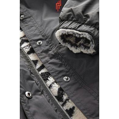 Boys 4-12 NEXT Black / White Reversible Tribal Printed Borg Fleece and Nylon Jacket