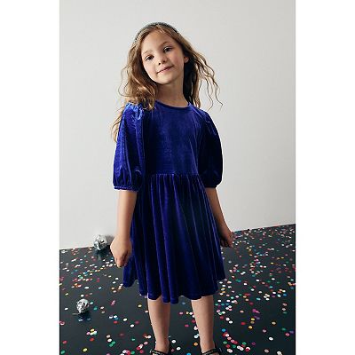 Girls 4-12 NEXT Cobalt Blue Velvet Party Dress