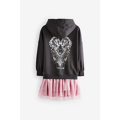 Girls 4-12 NEXT 2-in-1 Pink Mesh Skirt and Hoodie Set