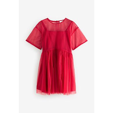 Girls 4-12 NEXT Relaxed Fit Mesh Dress