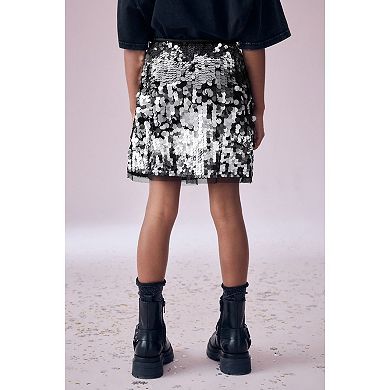 Girls 4-12 NEXT Monochrome Sequin Skirt