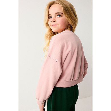 Girls 4-12 NEXT Pink Cropped 'Amazing' Graphic Cotton Long Sleeve Sweatshirt