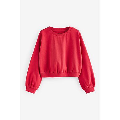 Girls 4-12 NEXT Boxy Long Sleeve 100% Cotton Sweatshirt 3 Pack