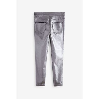 Girls 4-12 NEXT Pewter Grey Coated Jeggings