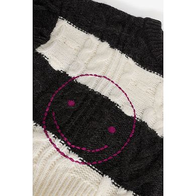 Girls 4-12 NEXT Color Block Stripe Cable Knit Boxy Sweater