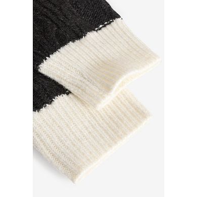 Girls 4-12 NEXT Color Block Stripe Cable Knit Boxy Sweater