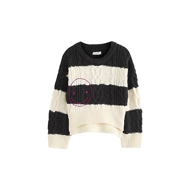 Girls 4-12 NEXT Color Block Stripe Cable Knit Boxy Sweater