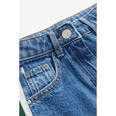 Girls 4-12 NEXT Denim Cotton Wide Leg Jeans with Side Stripe