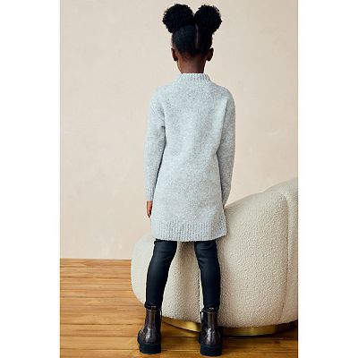 slim fit dress slacks Girls Grey Faux Fur Collar Dress