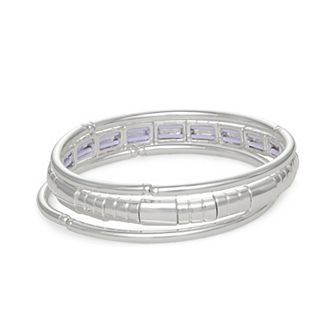 Nine West Silver Tone 3 Row Stretch Bracelet