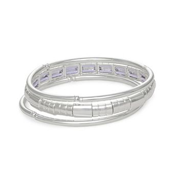 Nine West Silver Tone 3 Row Stretch Bracelet