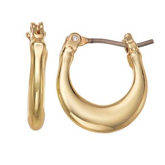 Nine West Gold Tone 13mm Huggie Click-It Hoop Earrings
