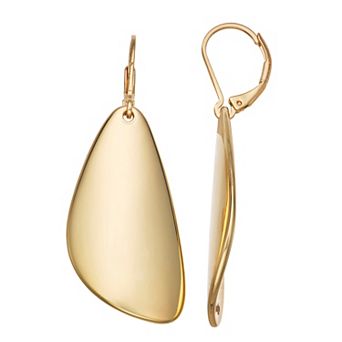 Nine West Gold Tone Metal Sheet Drop Leverback Earrings