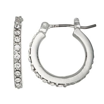 Nine West Silver Tone 16mm Small Click-It Hoop Earrings