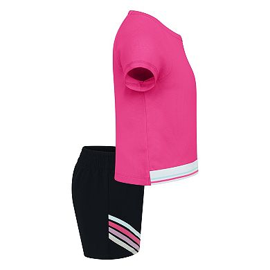 Girls 4-6x Layer 8 Ribbed Active Tee & Stretch Woven Shorts Set