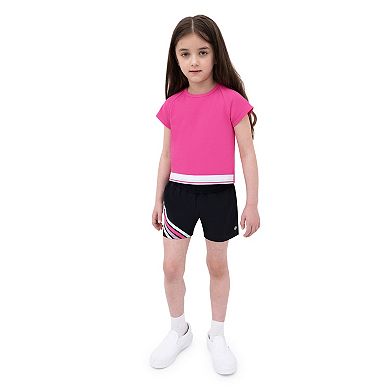 Girls 4-6x Layer 8 Ribbed Active Tee & Stretch Woven Shorts Set