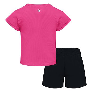 Girls 4-6x Layer 8 Ribbed Active Tee & Stretch Woven Shorts Set