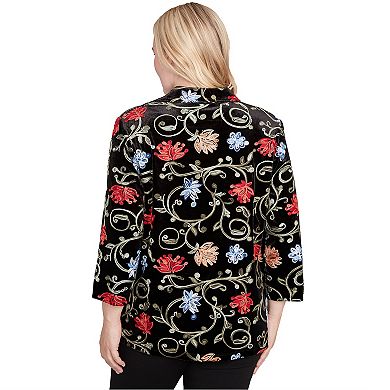 Petite Alfred Dunner Rich Velvet Floral Two-in-One Top with Necklace