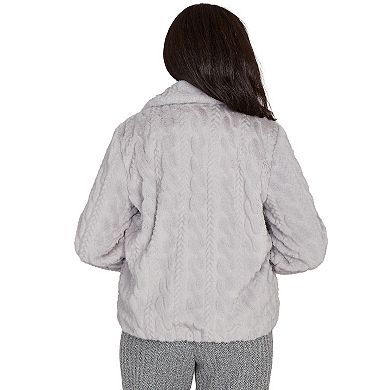 Petite Alfred Dunner Sculpted Faux Fur Zip-Up Jacket