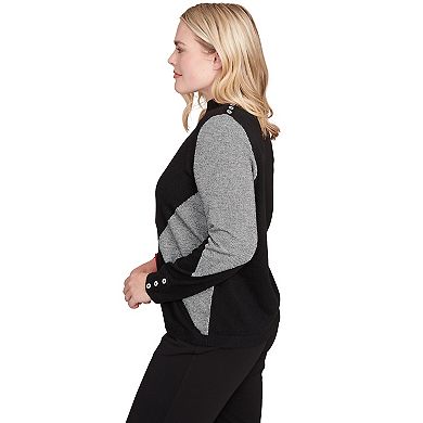 Women's Alfred Dunner Exploded Argyle Mock Neck Sweater