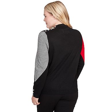 Women's Alfred Dunner Exploded Argyle Mock Neck Sweater