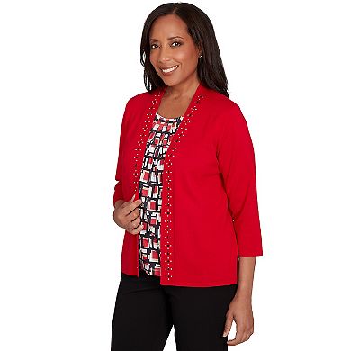 Petite Alfred Dunner Geometric Inner Two-in-One Sweater