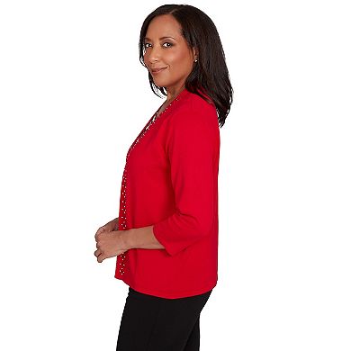 Petite Alfred Dunner Geometric Inner Two-in-One Sweater