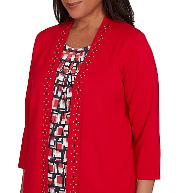 Petite Alfred Dunner Geometric Inner Two-in-One Sweater